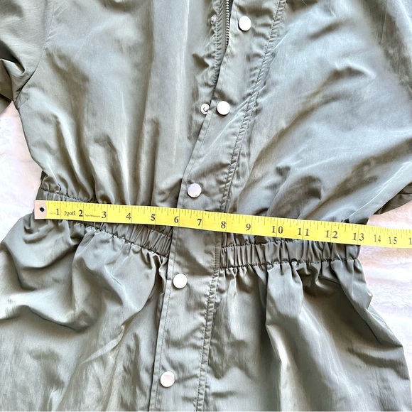 Flattering Lightweight Elastic Waist Snap Button Front Jacket-Army Green -Size M - Picture 11 of 14